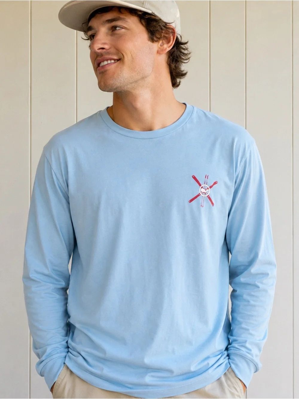 Vineyard Vines Ski Flag Long Sleeve Pocketless T-Shirt XXL Blue 100% Cotton